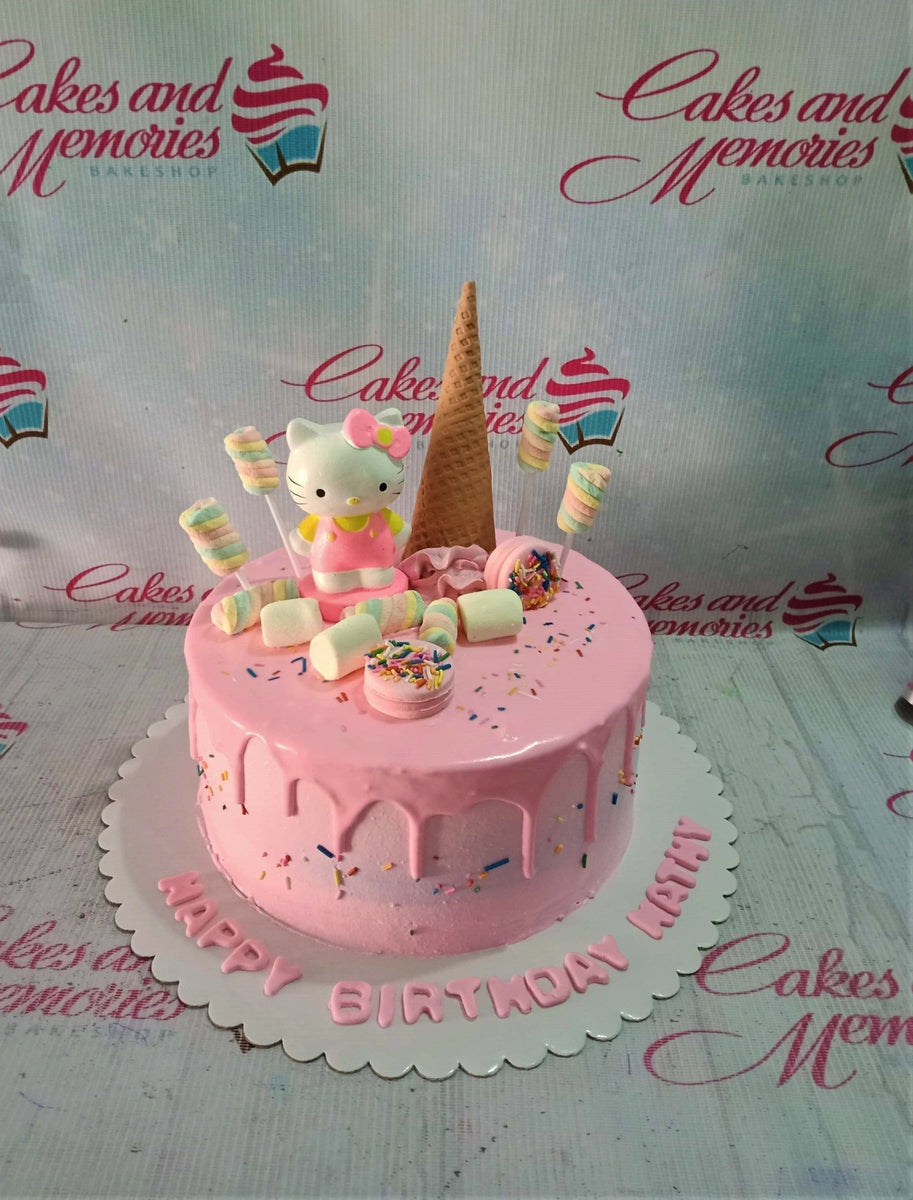 Hello Kitty pink birthday cake