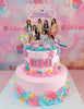 This beautifully decorated two-tier Bini Cake features a charming pink floral design, perfect for celebrating a 7th birthday dedicated to fans of p-pop and k-pop. Adorned with printout toppers of beloved idols, it captures a girly essence that will delight young fans.