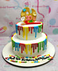 Art Cake, rainbow, white, drip, painting, artwork,2 Layers, 2 tier, 2 tiers, 2layers, NORMALdelivery,Arts, school,  , learning, elementary, college, crafts,  , Uploaded-Sept-2024