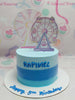 This custom Carnival Cake features a whimsical blue design with charming printout toppers of a ferris wheel, roller coaster, and circus elements, perfect for a child's 5th birthday celebration. The single-layer cake is complemented by delightful cupcakes, embodying the excitement of an enchanted theme park.