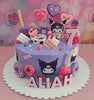 This adorable Kuromi Cake features a playful design with shades of purple, pink, and black, decorated with cute hearts, sprinkles, and candy accents. Perfect for a birthday celebration, this one-tier cake celebrates character love with a whimsical touch that any Sanrio fan would adore.