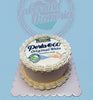 White 60th birthday cake with Perla Original White laundry soap edible print, piped borders, and 