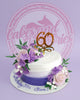One-tier custom 60th birthday cake with white to purple ombre buttercream, delicate sugar flowers, and a gold '60' topper.