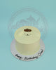 One-tier Pompompurin birthday cake with smooth yellow buttercream, hand-piped character details, and 