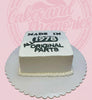 Custom birthday cake with 'Made in 1978 All Original Parts' text in black on white square buttercream cake.
