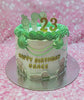 This light green, minimalist Smiski Cakes design features charming Moomins and playful green swirls, celebrating Grace's 23rd birthday with printed toppers and the number 23. The single-layer, one-tier cake perfectly captures a delightful Japanese aesthetic.