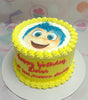 Celebrate the birthday girl with a delightful Inside Out Cake featuring joyful yellow swirls and an edible photo capturing the essence of the Pixar movie. This charming 1-tier design is perfect for any fan of Inside Out.