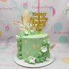 This stunning mint green drip cake features elegant light green drips and a luxurious gold laser-cut topper, making it the perfect centerpiece for an 18th birthday celebration. A beautifully crafted 1-tier masterpiece, it's sure to impress at any event.