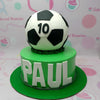 Celebrate Paul's 10th birthday with a vibrant green soccer cake featuring a striking white soccer ball design. Perfectly customized for your little sports enthusiast, this 1-tier masterpiece is sure to impress brother, dad, and friends alike!