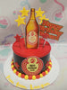 This eye-catching black and red Drinks Cake features a bold design inspired by Red Horse beer and Jack Daniels, perfect for celebrating the special men in your life. Customized with printout toppers, this one-tier masterpiece is ideal for birthdays, Father's Day, or any inuman occasion.