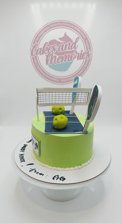 Father's Day Pickleball 1-tier sports cake with paddle toppers and court design
