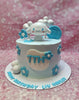 One-tier Cinnamoroll birthday cake with '7TH' for Liv Hailey, adorned with blue flowers, white spheres, and a blue swirl.