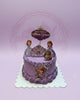 One-tier Sofia the First birthday cake with purple soft icing, edible prints of Sofia and Clover, and 'Happy 1st Birthday Alison Grace' topper.