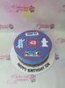 1 Layer, 1 tier, 1layer, 1tier, Birthday Cakes, Blue, Customized Cakes, fire, fire fighter badge, Fire Fighter Cake, firefighter seal, firetrucks, New05,  red, waterhose