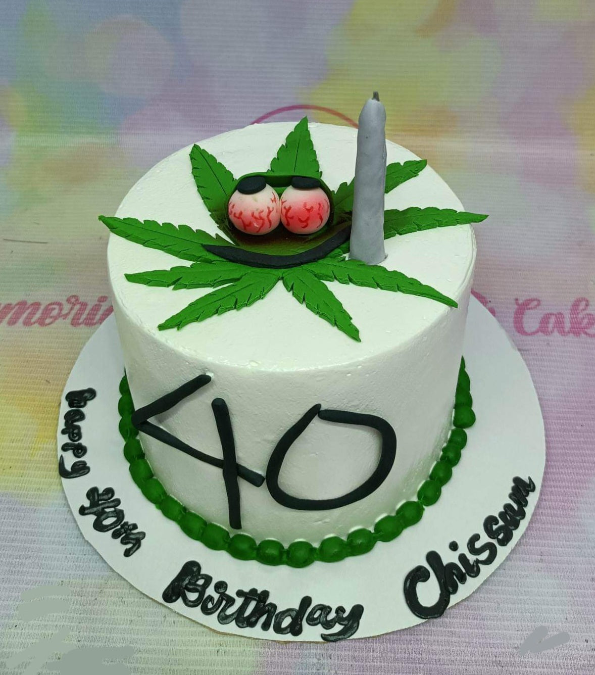 1 tier, 1layer, 1tier, Birthday Cakes, Customized Cakes, grass, Green, hemp, marijuana, Maryjane, medicinal   1 Layer, medicine, New05, 