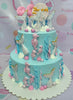 This beautiful Under the Sea Cake is a great choice for any little girl's birthday! The cake is decorated with teal, blue, and purple embellishments of seahorses, seaweeds, and mermaid tails, making it perfect for any fan of The Little Mermaid. Our custom designed cakes are of the highest quality and perfect for any kid-friendly occasion.