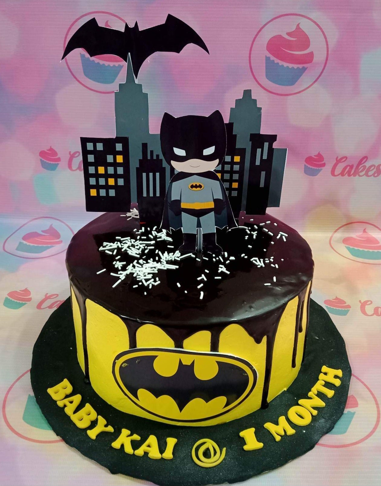 Batman Cake For A Little Guys Bday Edible Image Bat Sign N Fondant N  Buttercream Icing - CakeCentral.com