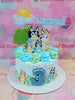 This customized Bluey Cake is the perfect birthday centerpiece. It features blue, green, and cartoon designs, making it perfect for toddlers. Its vibrant colors and intricate details deliver a high-quality, eye-catching cake for your special occasion.