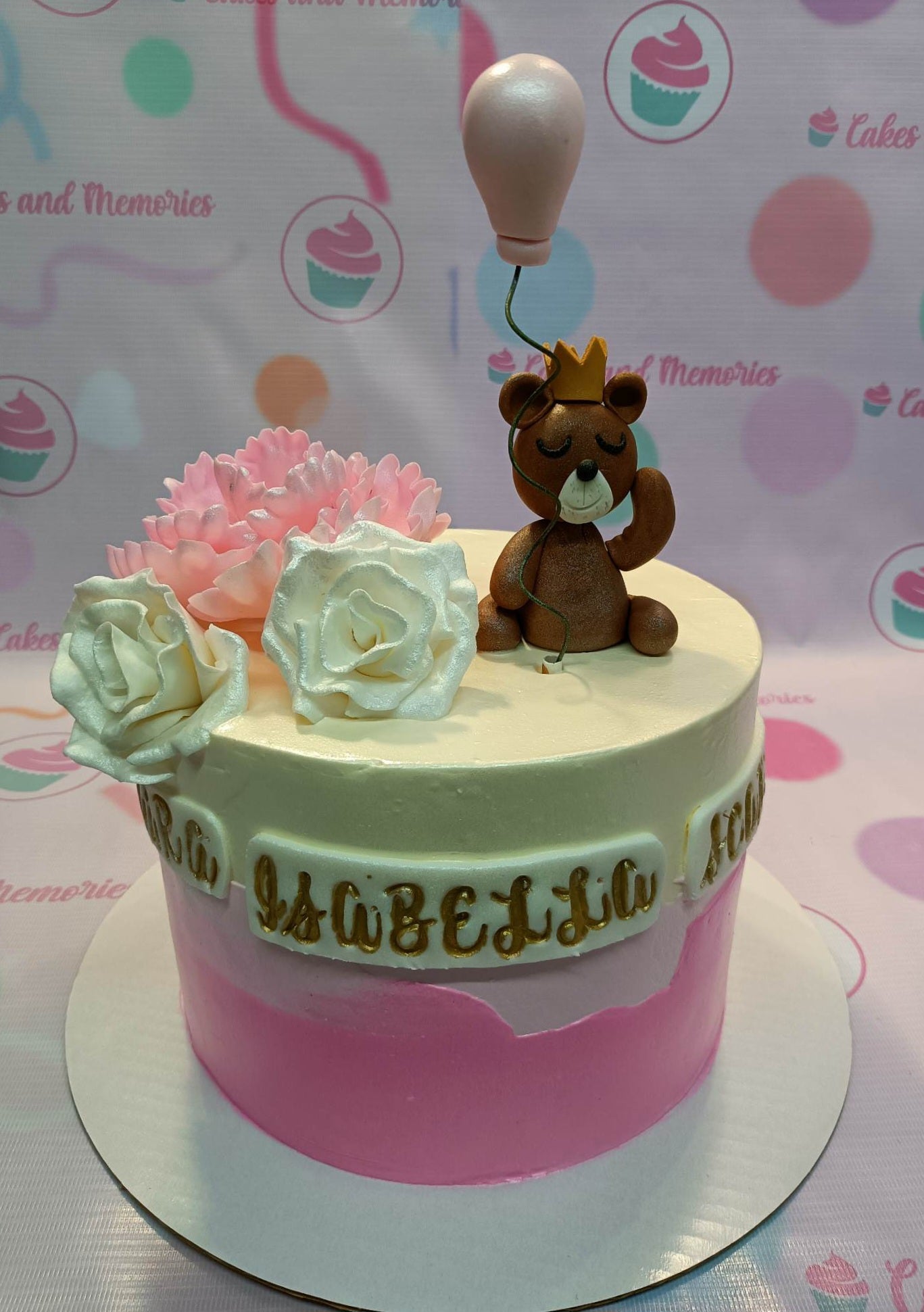 This spectacular Bears Cake is perfect for your special occasion. It features pink and white teddy bears, wild animals, and a balloon. All of our custom decorated cakes are of the highest quality. Celebrate in style with this Birthday Cake!