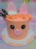 1 tier, 1layer, 1tier, birthday cake, customized cakes, farm, Farmer, Farming, orange,  peach, pets   1 Layer, pig, piggy, piglet, Pink, Province, Uploaded-March-2023