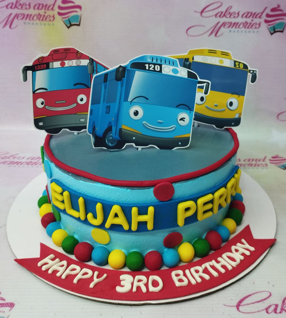 Halal Certified Two-Tier Tayo Bus City Scape Cake - Piece Of Cake