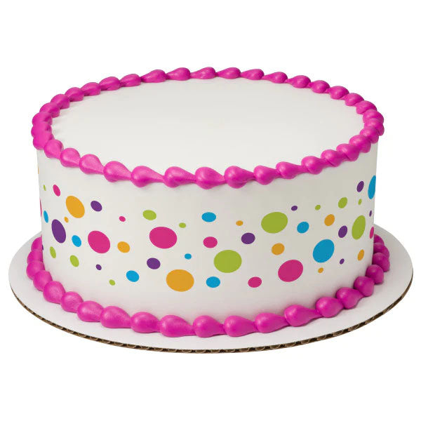 Edible Photo (Cake Wrap), 6" Round (3" thickness), edible photo, single-tier, birthdays, wrap, children, colorful,  dedication, dots, kids, rush orders, rushorders
