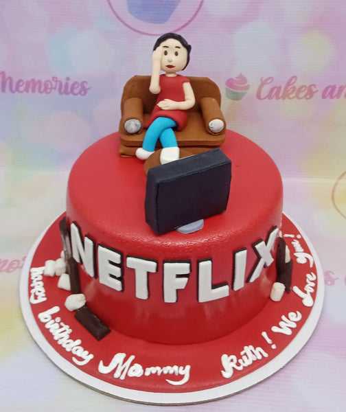 Netflix and eat cake 😍 🎂 🧁 done in Black Forest flavour 😋 . . #Netflix  #netflixcake #designercakes #customisedcakes #cakesofinstagram… | Instagram