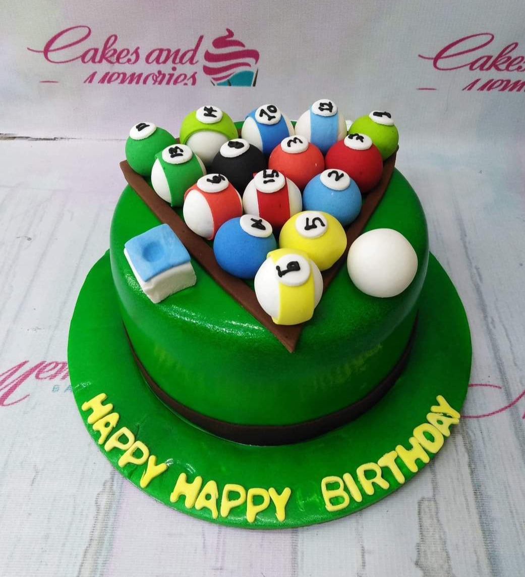 Pool Table Cake Topper, Billiards Cake Decorations, Fondant Pool Balls,  Handmade Edible Pool Cue, Billiard Decor, Birthday Cake Decorations