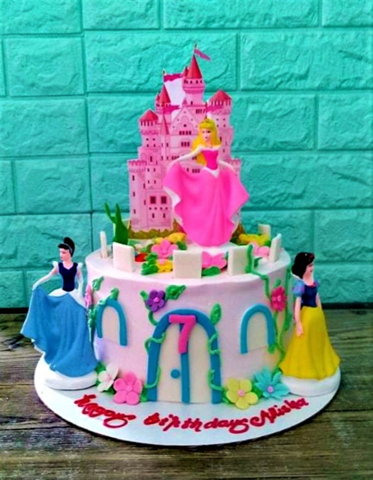 Princess theme cake for girl's 1st birthday - Decorated - CakesDecor