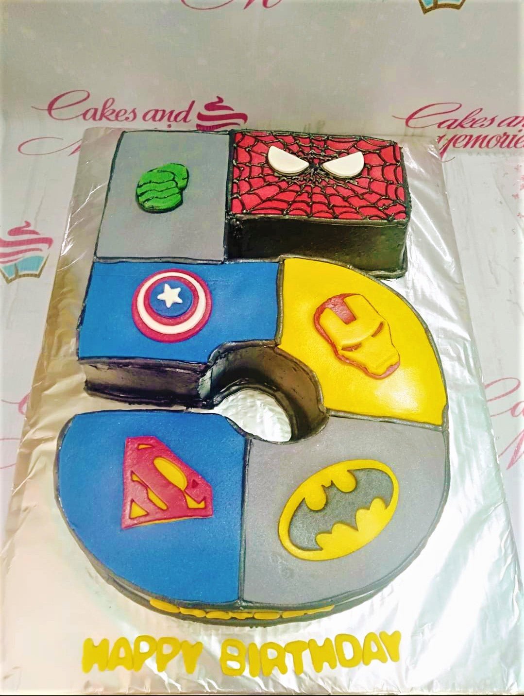 Number 5 Spiderman themed birthday cake | Design was brought… | Flickr