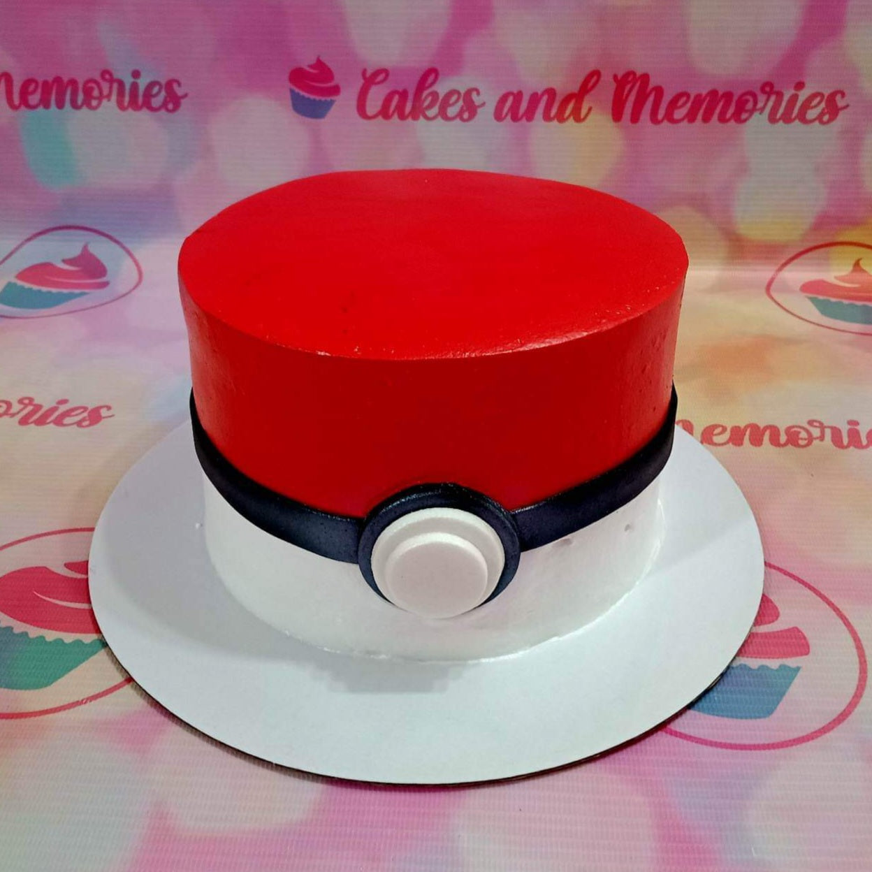 1 Layer, 1 tier, 1layer, 1tier Birthday Cakes, Customized Cakes, kids tv, New04,  pikachu, pokeball, Red, white