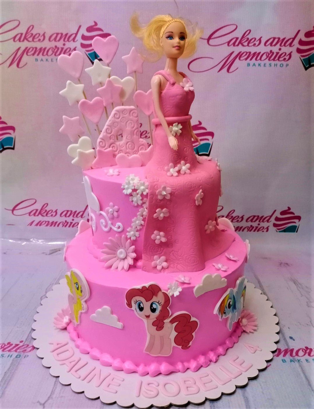 Barbie 2 Tier Stars & Balls Cake