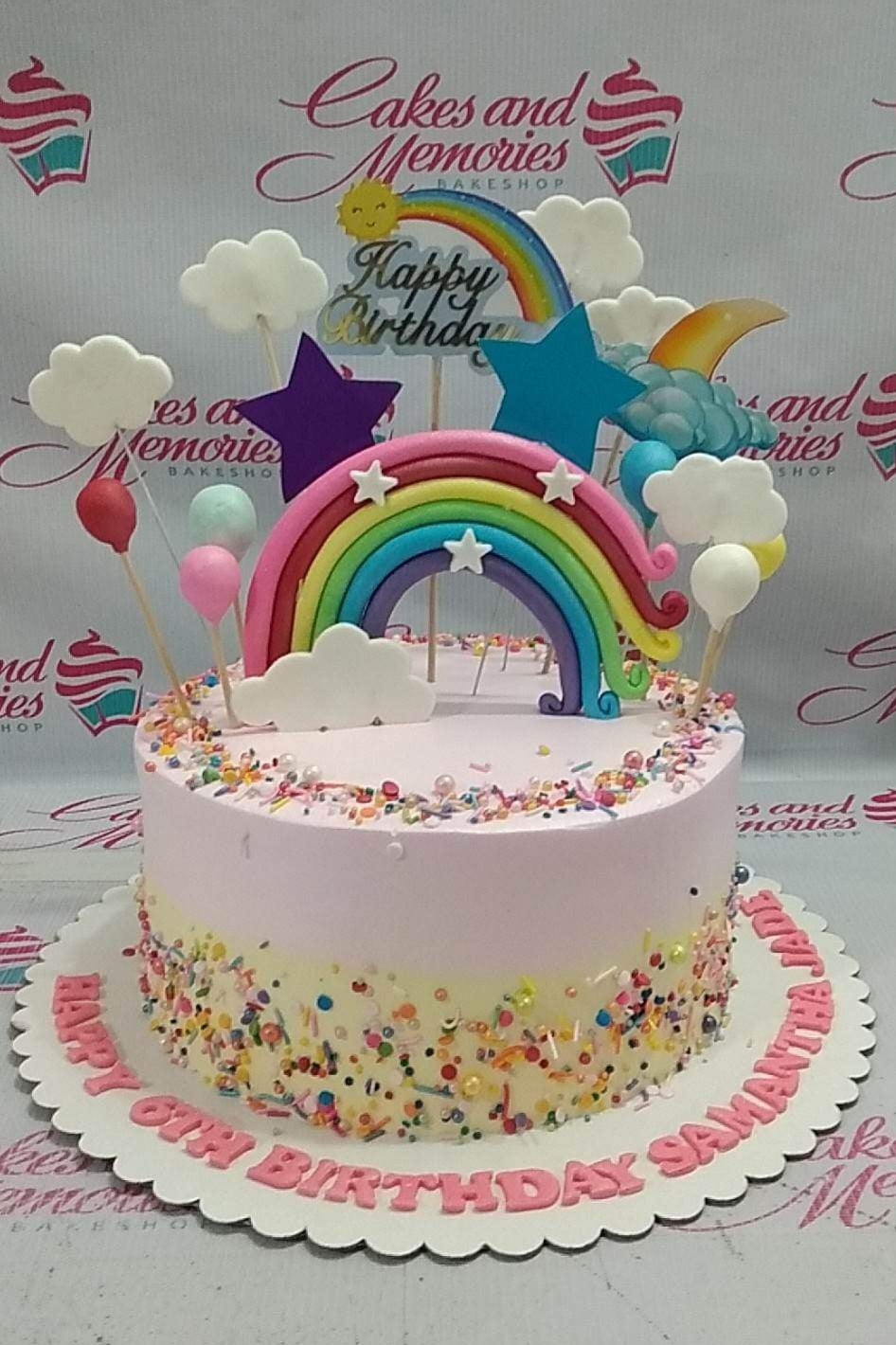 Rainbow theme cake design | Cake, Rainbow cake, Themed cakes