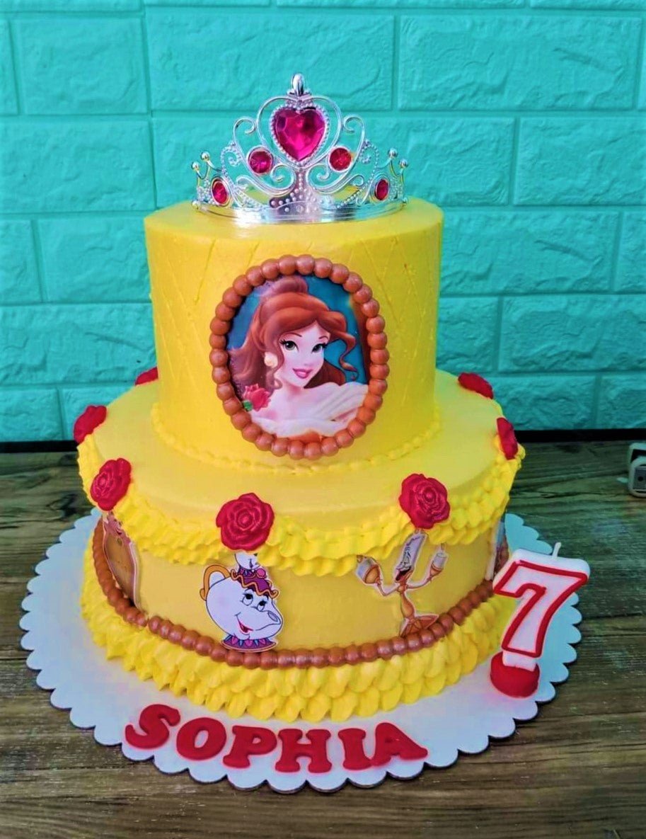 Amazon.com: 7.5 Inch Edible Cake Toppers – Princess Belle Themed Birthday  Party Collection of Edible Cake Decorations : Grocery & Gourmet Food
