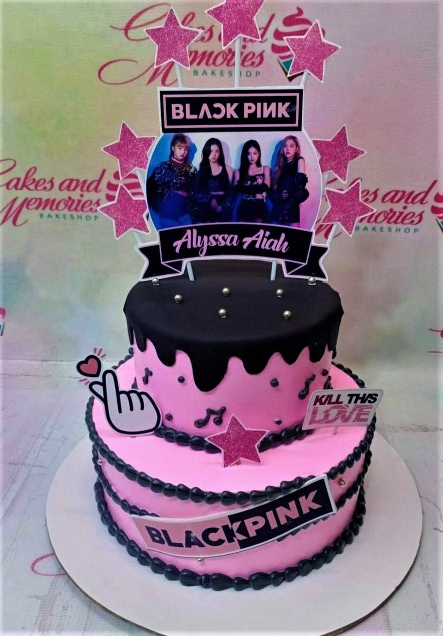 Black & Pink Theme Vanilla Cake