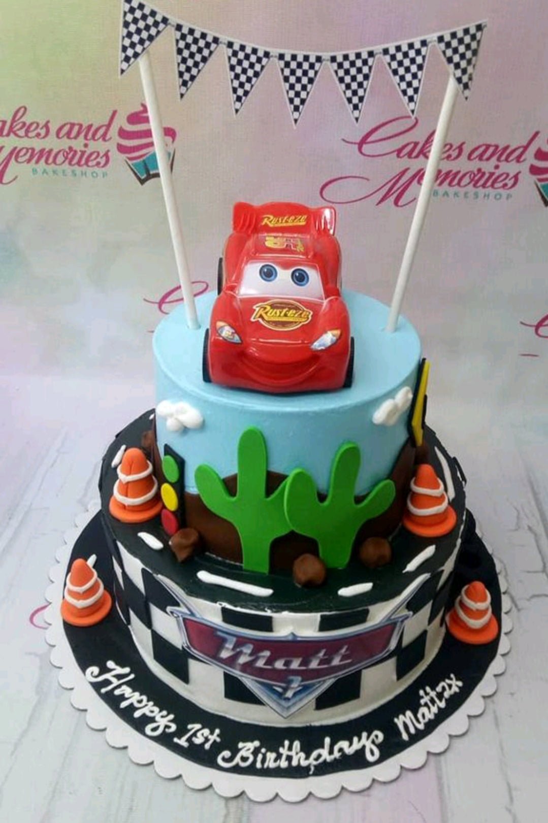 2 layers, 2 tier, 2 tiers, 2layer, 2tier, Birthday Cakes, cars, Customized Cakes, double layer, lightning mcqueen, Non Rush, NonRush, NORMALdelivery, pixar, Printout Topper, sheet2, With Toys