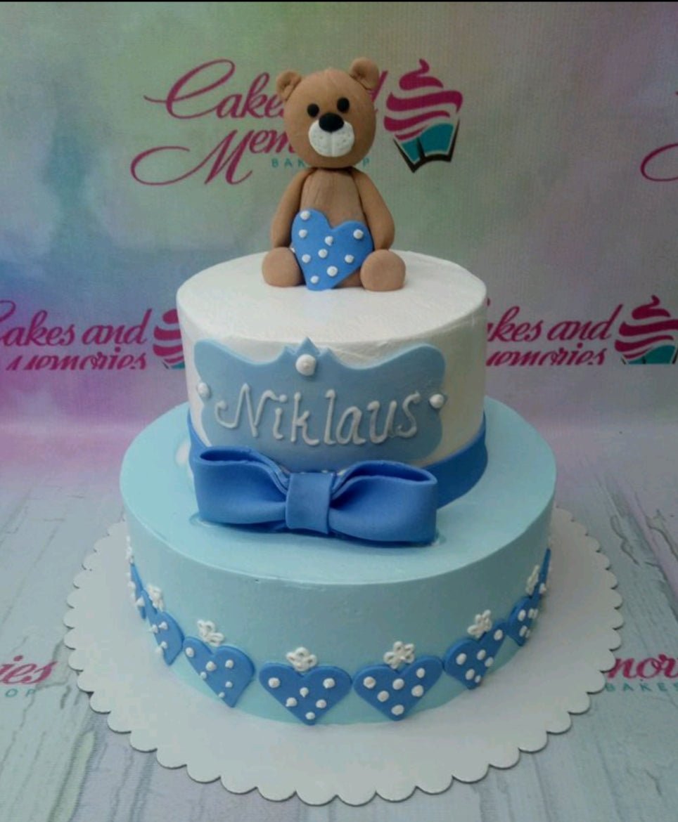 Pink And Blue Teddy Birthday Cake | Birthday Cake In Dubai | Cake Delivery  – Mister Baker