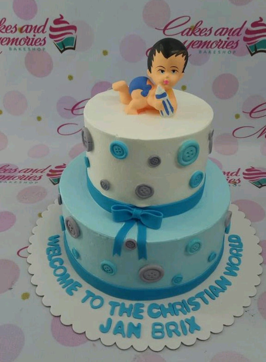 Christening Boy Cake - 2214 – Cakes and Memories Bakeshop