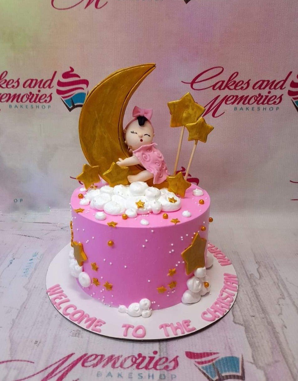 Christening cake for baby girl - Decorated Cake by Layla - CakesDecor