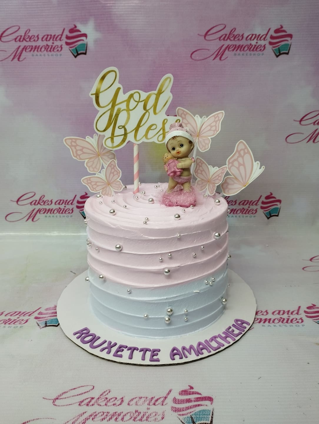 Buy online Christening cake with Doves for baby girls | Home Delivery | The  French Cake Company