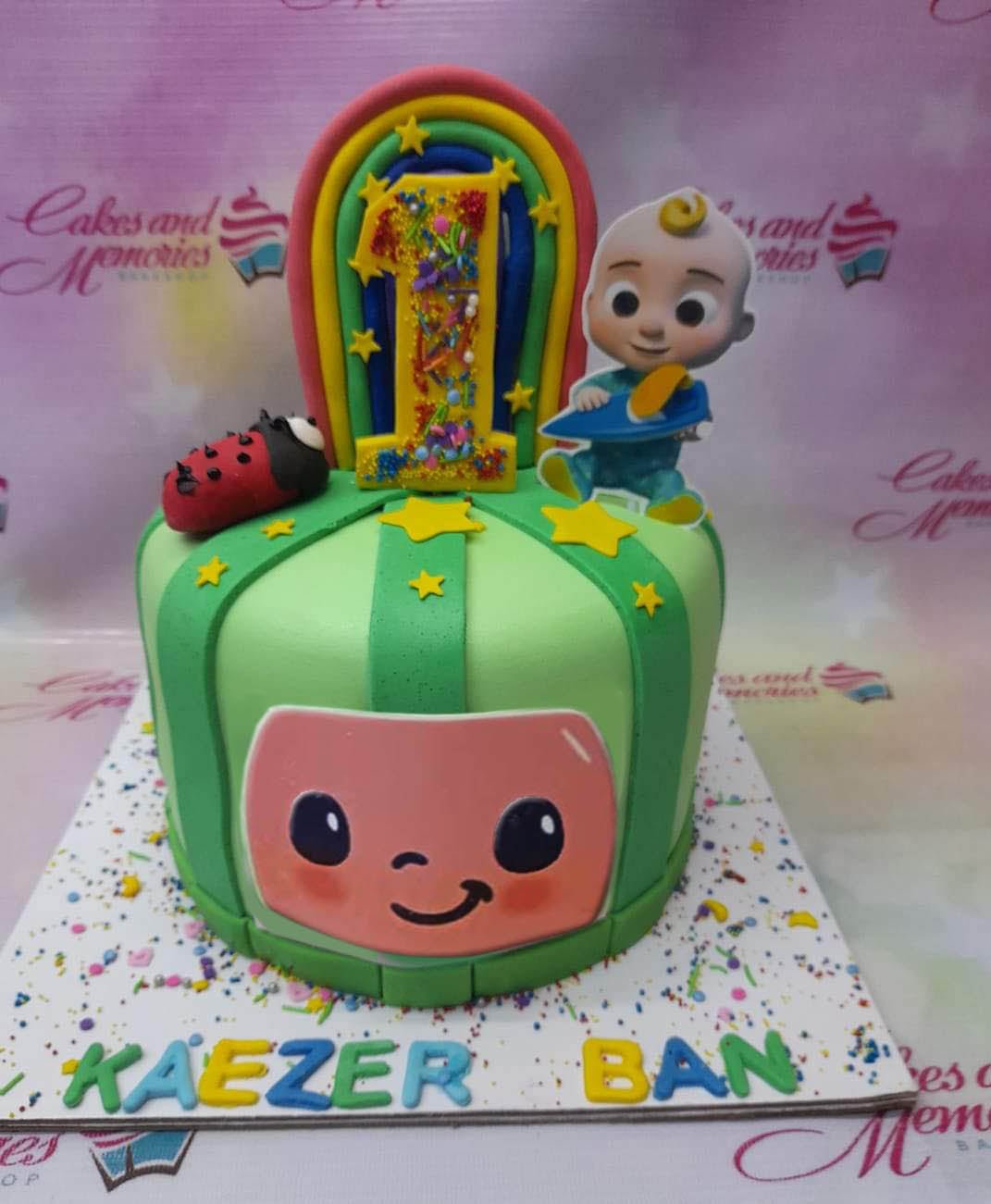 Cocomelon theme 3 tier cake for 1st birthday - Decorated - CakesDecor