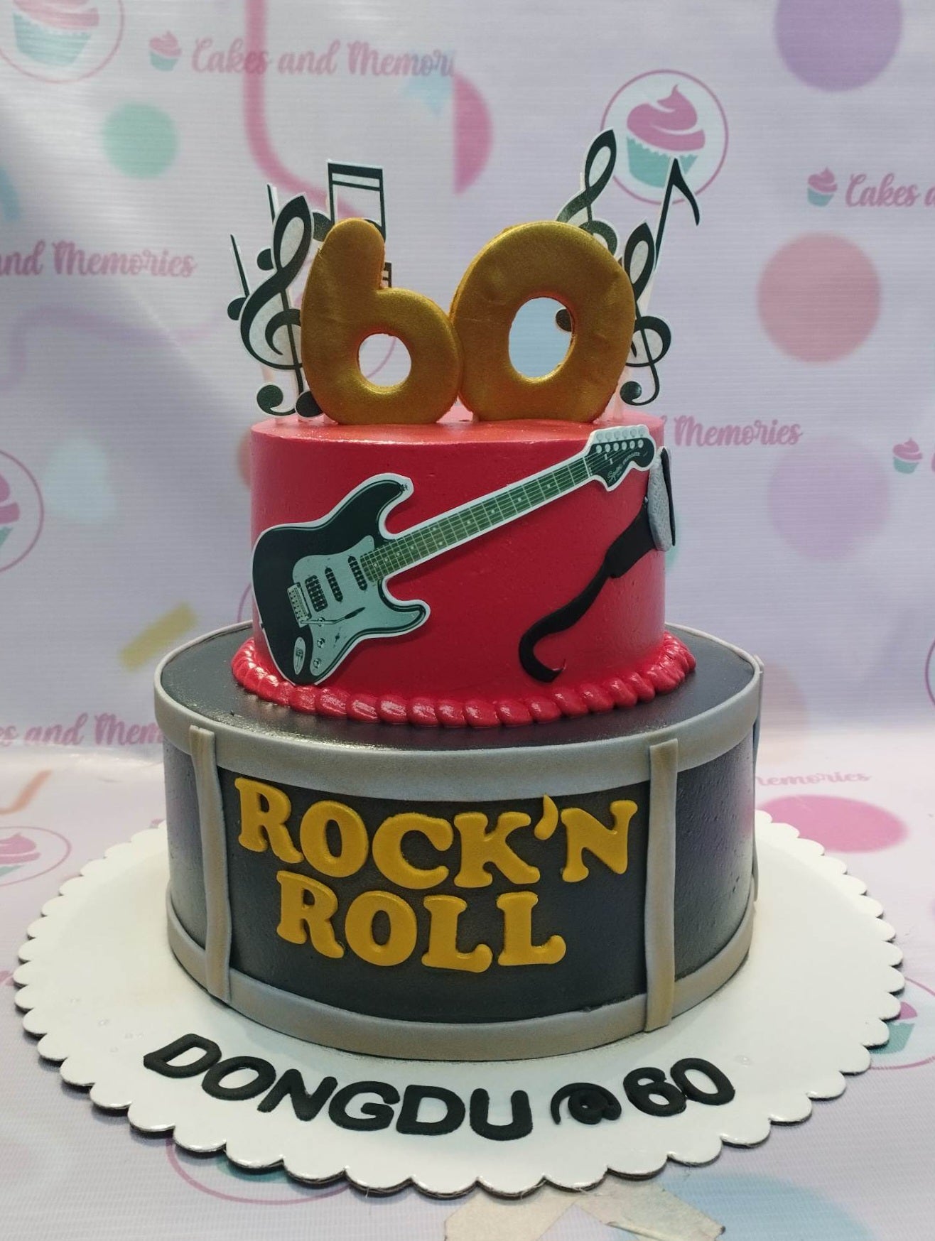 Party, Novelty

This beautiful custom decorated cake is perfect for any music lover. It features a realistic electric guitar, musical notes, and colorful chords all against a red background. It even has drums and guitars to give it a rock band vibe. Perfect for any special occasion or party, this high-quality cake will not disappoint.