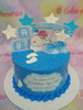 This beautiful Christening Boy cake is perfect for any baby celebration. It is decorated with blue baby blocks and a baby sleeping figurine, making it perfect for a christening or baptismal event. The cake is crafted with the utmost attention to detail, ensuring its high quality.