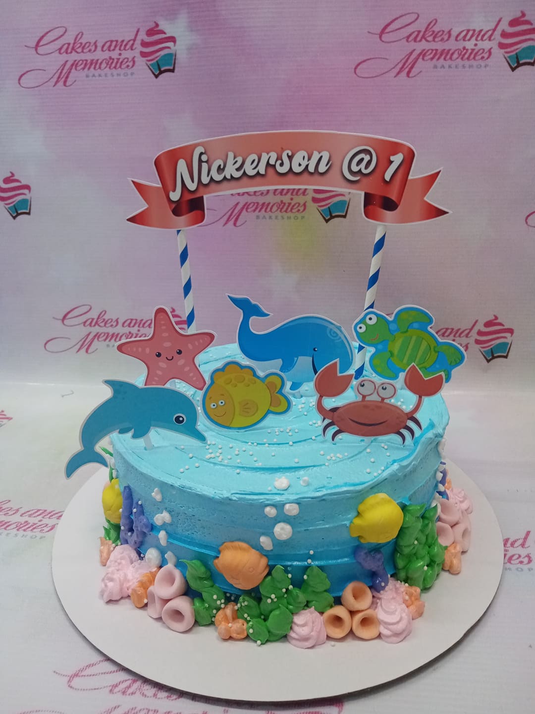 Marbled Buttercream Under the Sea Cake Tutorial - Cakes by Lynz