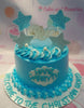 This beautiful Christening Star Cake is perfect for any special occasion. It features blue stars, clouds, and a moon that are sure to bring extra fun and joy to any newborn christening, baptism, or birthday celebration. The high-quality decorations are perfect for a baby boy or girl, making this cake one to remember.