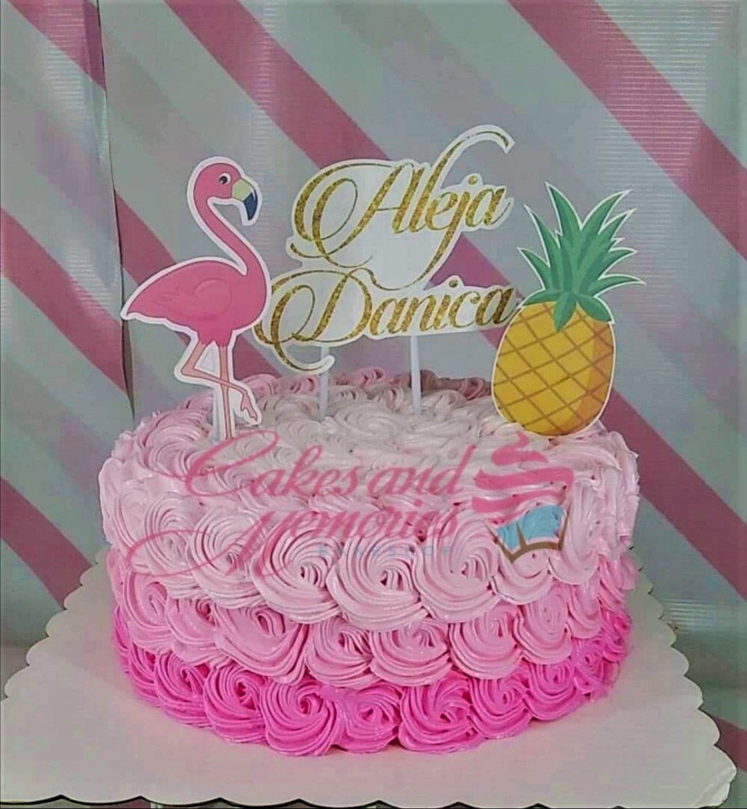 Tropical Hawaiian Flamingo Theme Cake 40