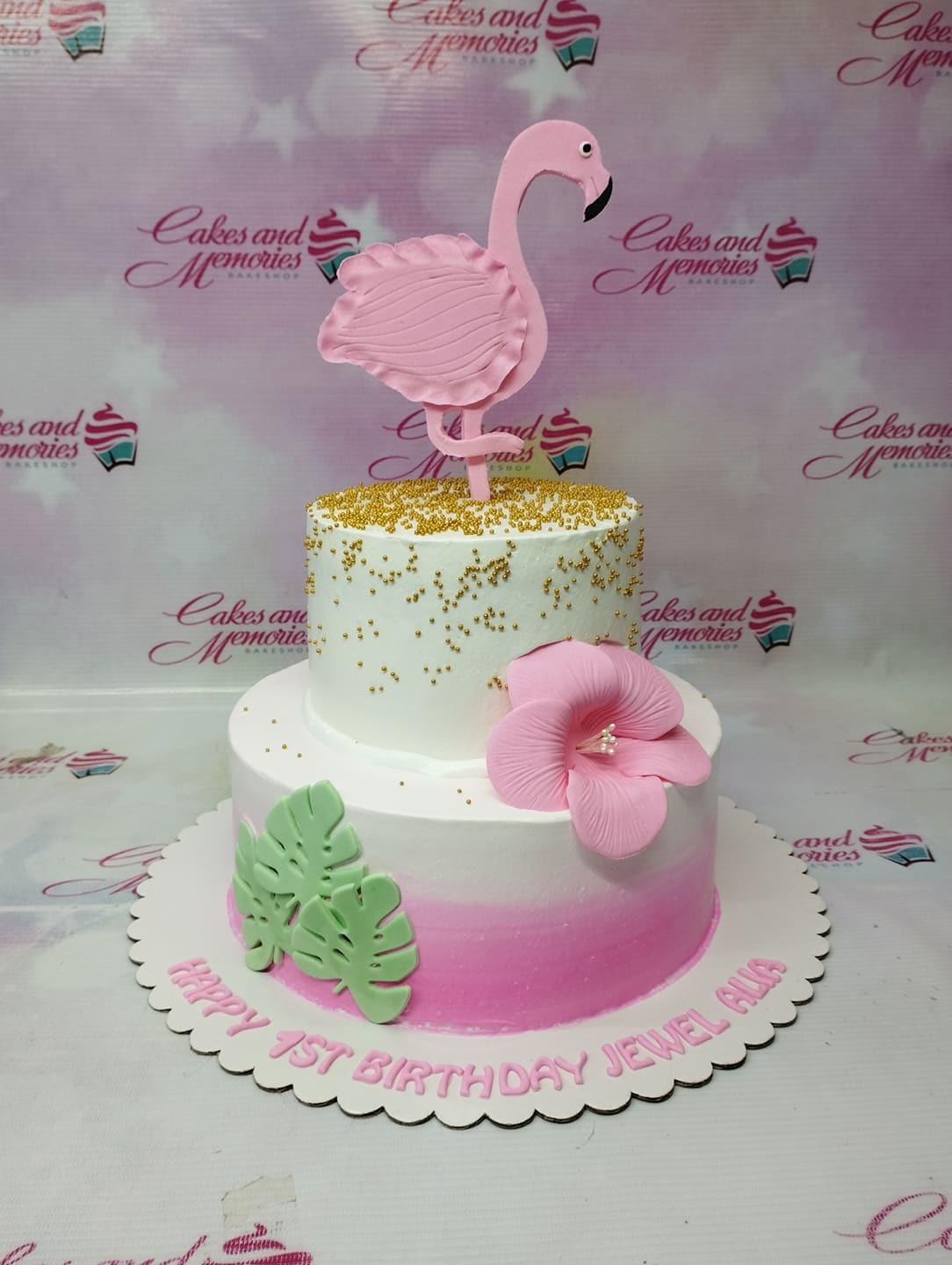 Flamingo Fondant with Pink Cream Cake - Dough and Cream