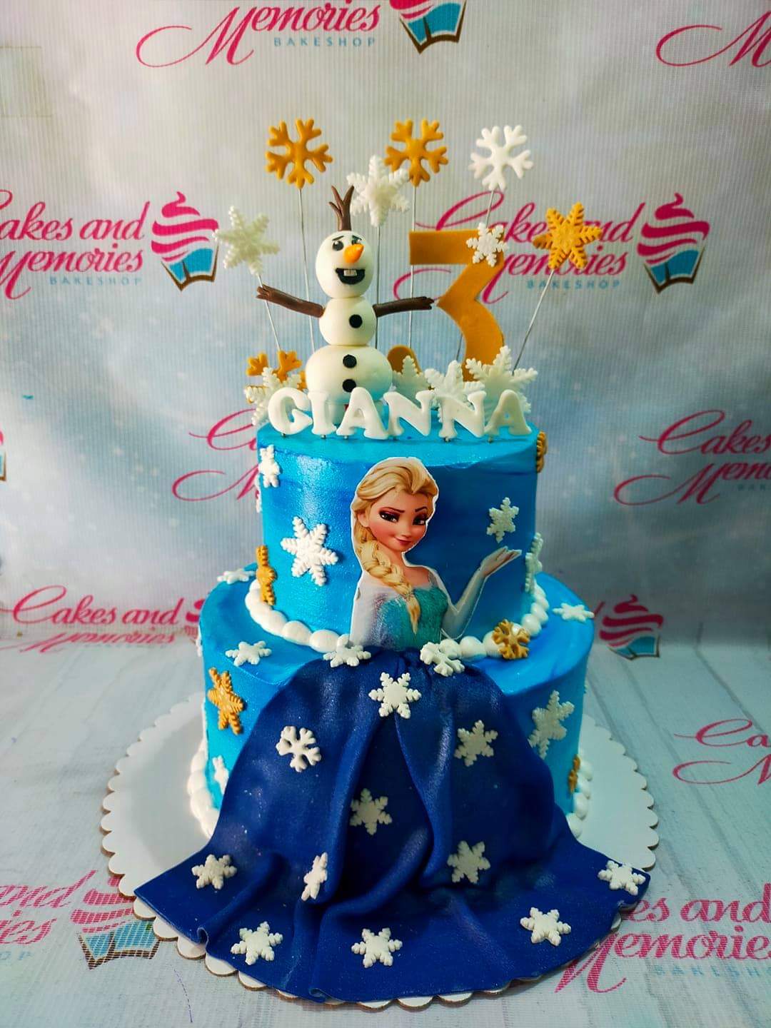 Frozen Birthday Cake Sparkling Blue Crown & Bow- 2 Tiers Cake – Pao's cakes
