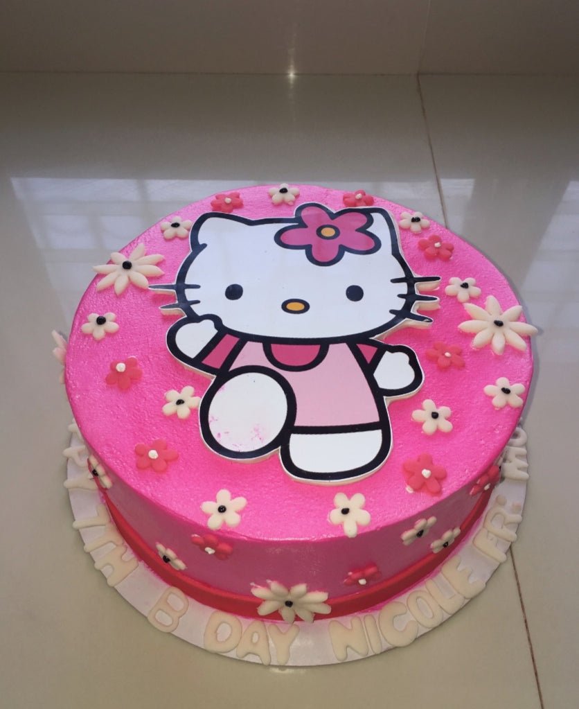 Hello Kitty Round Cake Topper Edible - Itty Bitty Cake Toppers
