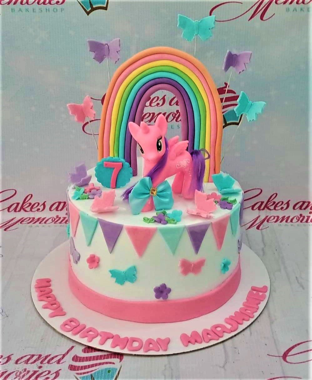 Fresh Cream Cake Square Pink Design Pony